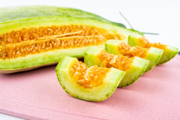 Fresh fruit croissant melon slices