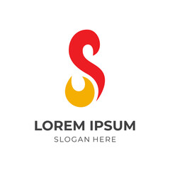abstract letter S logo design with flat red and yellow color style