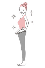 手描き1color  ダイエット　成功してジーパンが大きい