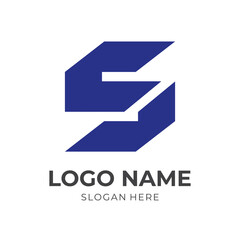 simple letter S logo template with flat blue color style
