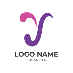 Fototapeta premium simple letter Y logo template with flat purple color style.