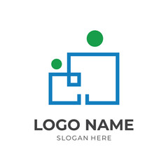 people logo design template concept vector with flat blue and green color style