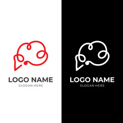 brain logo design template concept vector with flat red color style