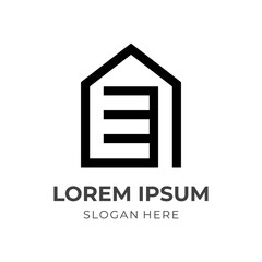 simple house logo design template concept vector with flat black color style