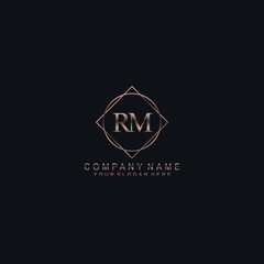 RM Initials handwritten minimalistic logo template vector