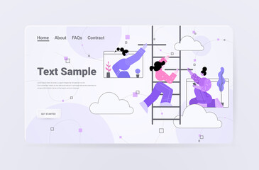 businesswoman climbing ladder career growth development motivation business competition concept