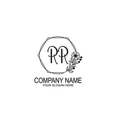 RR Initials handwritten minimalistic logo template vector