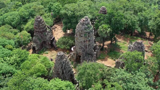 The wat Banan Temple ruins south of the city Battambang in Cambodia