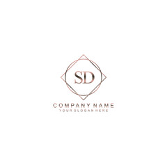 SD Initials handwritten minimalistic logo template vector