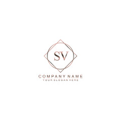 SV Initials handwritten minimalistic logo template vector
