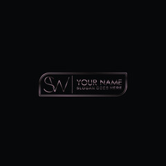 SW Initials handwritten minimalistic logo template vector