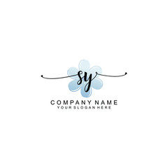 SY Initials handwritten minimalistic logo template vector