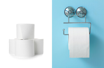 Collage of photos with toilet paper