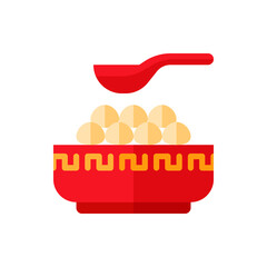 Tangyuan Flat Icon Logo Illustration Vector Isolated. Chinese Food and Restaurant Icon-Set. Suitable for Web Design, Logo, App, and Upscale Your Business.
