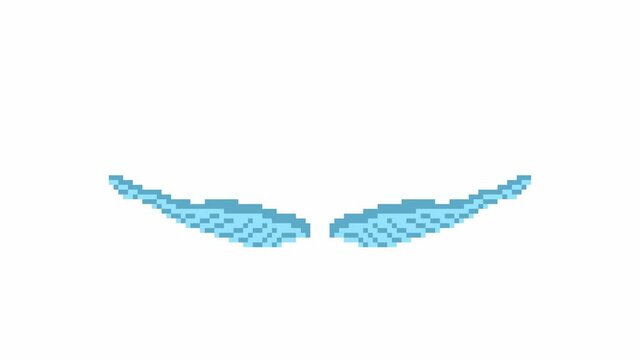 angel wings in primitive retro pixel style on isolated background