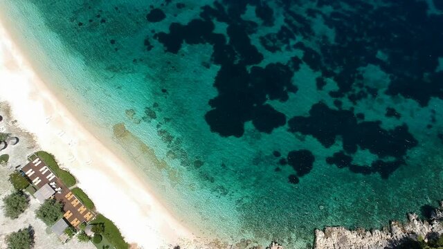 Aerial view over the rocky beach Leftos Gialos in Alonissos island, Sporades, Greece