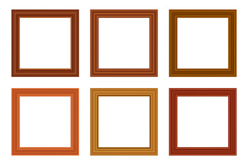 Set of squared golden vintage wooden frame for your design. Vintage cover. Place for text. Vintage antique gold modern rectangular frames. Template vector illustration