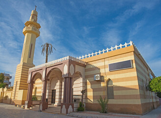 Old egyptian mosque building with minaret