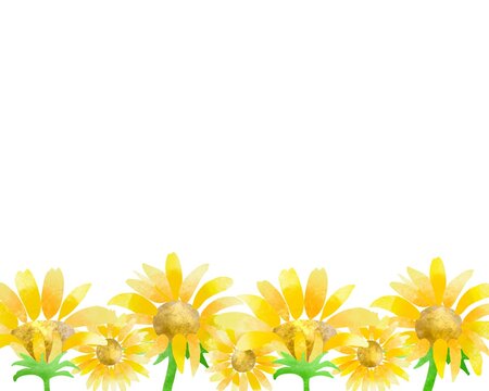 watercolor sunflower‘s flower frame 