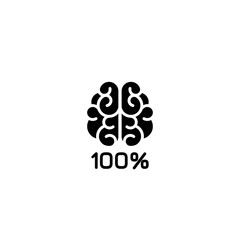 Brain 100% use. flat icon isolated on white. New idea, intellect, imagination sign. smart, clever, creative symbol.