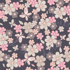 Floral seamless pattern. Vector design. Wallpaper, background, textile.