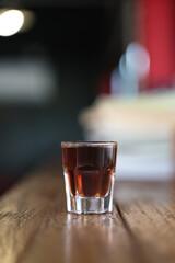 Cup of dark coffee shot or espresso