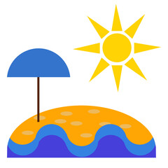 Summer day. Illustration. Sun sea and sand