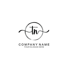 TN Initials handwritten minimalistic logo template vector