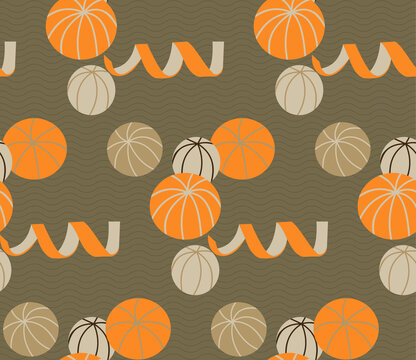 Spring seamless geometric pattern with the image of citrus, oranges, peel. Vector design for web banner, business presentation, brand package, fabric, print, wallpaper, postcard.