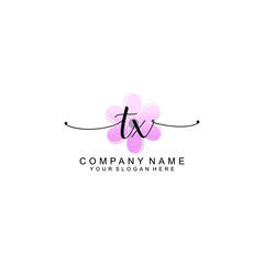 TX Initials handwritten minimalistic logo template vector