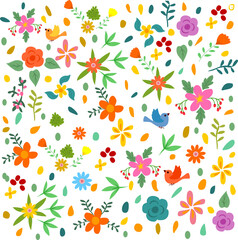 Floral and Birds pattern stock illustration