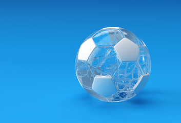 Naklejka premium 3D Render Transparent Football Illustration, Soccer Ball Design.