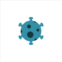 Vector illustration flat or cartoon style of blue virus covid coronavirus isolated on white.