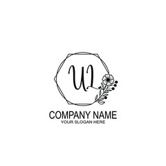 UL Initials handwritten minimalistic logo template vector