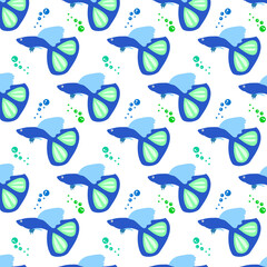 Pattern. Fish illustration. Guppy. Background. Aquarium