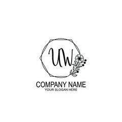 UW Initials handwritten minimalistic logo template vector