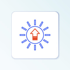 Obraz premium Line Sunset icon isolated on white background. Colorful outline concept. Vector