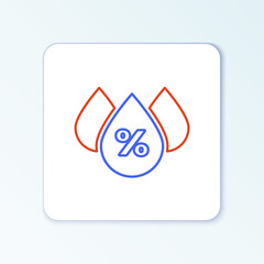 Line Water drop percentage icon isolated on white background. Humidity analysis. Colorful outline concept. Vector