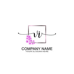 VI Initials handwritten minimalistic logo template vector
