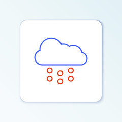 Line Cloud with snow icon isolated on white background. Cloud with snowflakes. Single weather icon. Snowing sign. Colorful outline concept. Vector