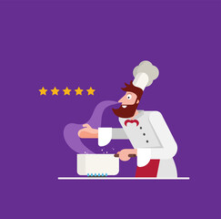 Vector illustration of chef. Flat design