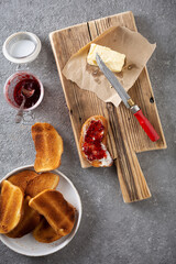  breakfast with toast, jam