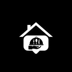 Food delivery icon isolated on dark background