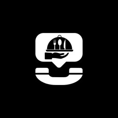 Food delivery icon isolated on dark background