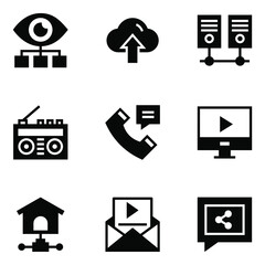 
Set of Data Networks in Linear Icons

