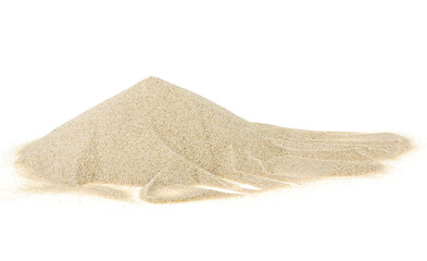 Fototapeta na wymiar Pile of river sand isolated on a white background. Sand dune.