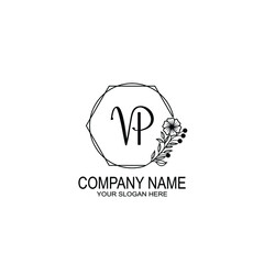 VP Initials handwritten minimalistic logo template vector