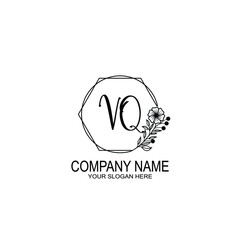 VQ Initials handwritten minimalistic logo template vector