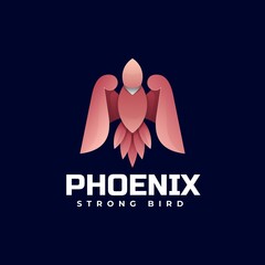 Vector Logo Illustration Phoenix Gradient Colorful Style.