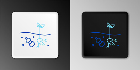 Line The problem of pollution of the planet icon isolated on grey background. The garbage, plastic, bags on the planet. Colorful outline concept. Vector